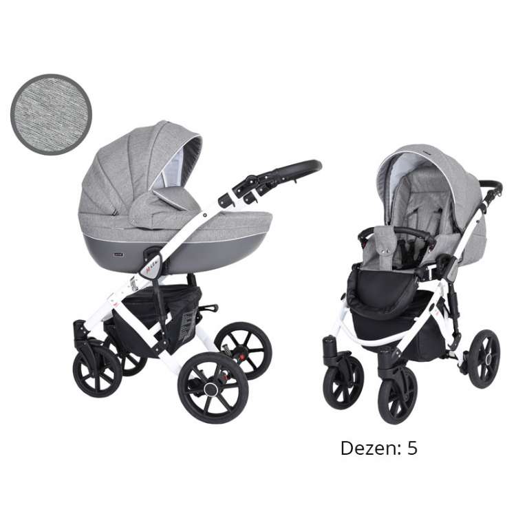 Kunert Mila kolica za bebe - beli ram, set 3u1