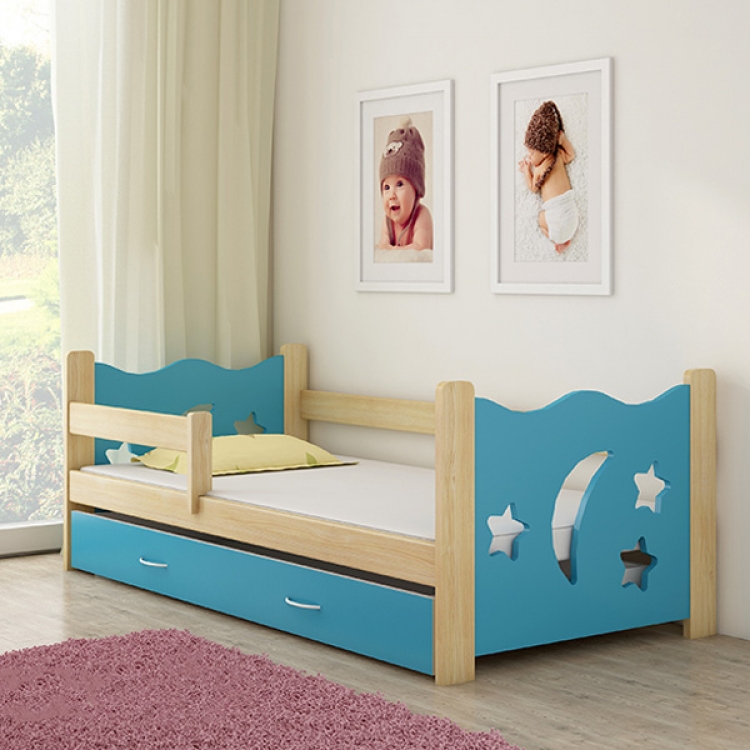 Pine wood krevet za decu sa fiokom plavi 160x80