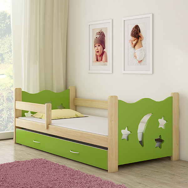 Pine wood krevet za decu sa fiokom zeleni 160x80